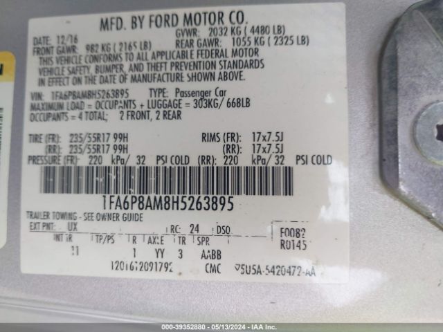 1FA6P8AM8H5263895 Ford Mustang V6