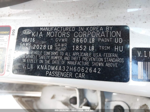 KIA RIO LX 2017 KNADM4A32H6062642 Image 9