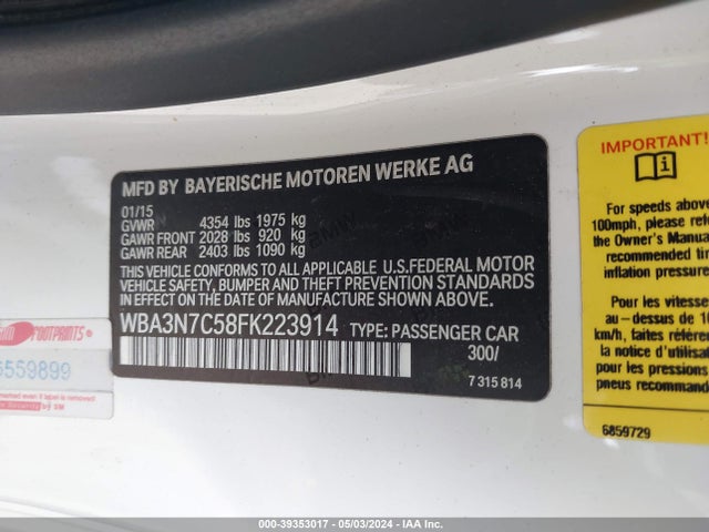 BMW 428i 2015 WBA3N7C58FK223914 Image 9