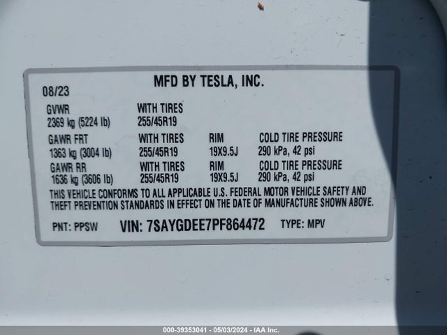2023 TESLA MODEL Y 7SAYGDEE7PF864472 Photo 8