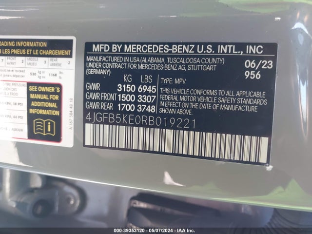 4JGFB5KE0RB019221 Mercedes-Benz Gle 450 4matic