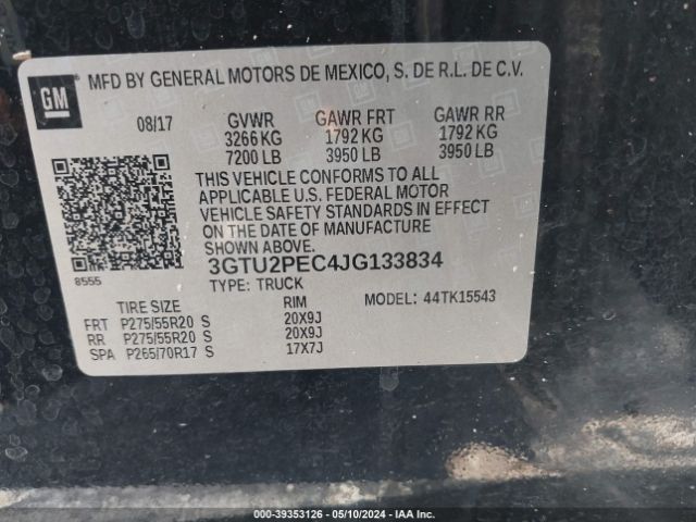 3GTU2PEC4JG133834 GMC Sierra 1500 Denali