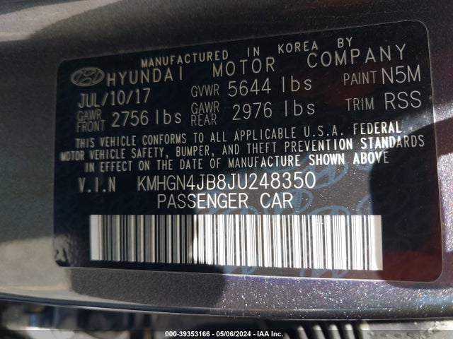 KMHGN4JB8JU248350 Genesis G80 3.3t Sport