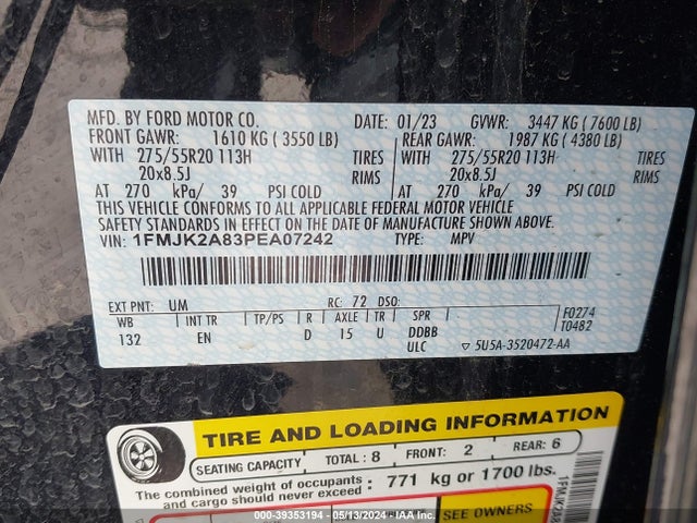 Ford Expedition Limited Max 2023 1FMJK2A83PEA07242 Image 9