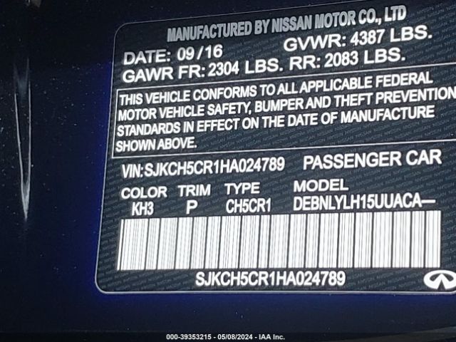 SJKCH5CR1HA024789 Infiniti Qx30 Premium