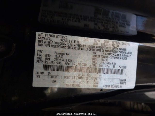 1FADP3K23EL454607 Ford FOCUS SE