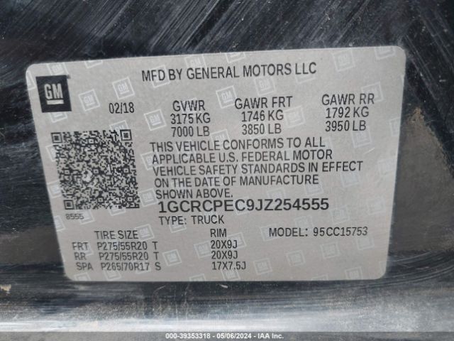 1GCRCPEC9JZ254555 Chevrolet Silverado 1500 Custom