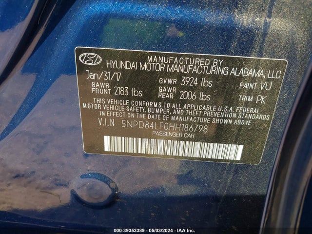 Hyundai ELANTRA SE 2017 5NPD84LF0HH186798 Image 9
