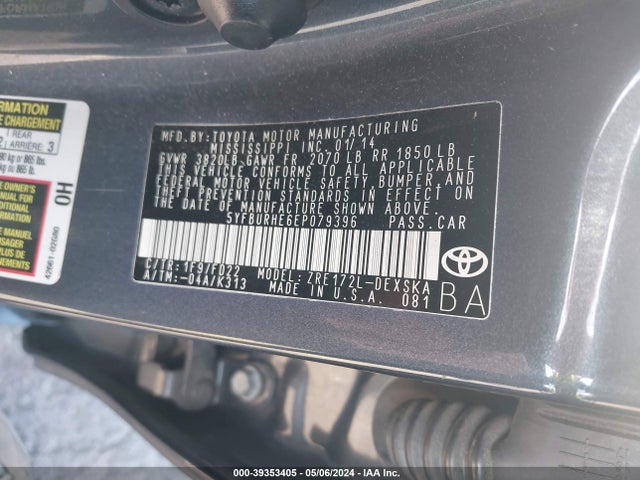 Toyota Corolla S Plus 2014 5YFBURHE6EP079396 Image 9