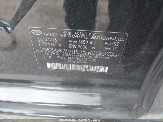 Hyundai ELANTRA SE 2016 5NPDH4AE8GH722700 Image 9