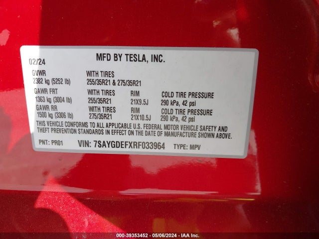 2024 TESLA MODEL Y 7SAYGDEFXRF033964 Photo 8