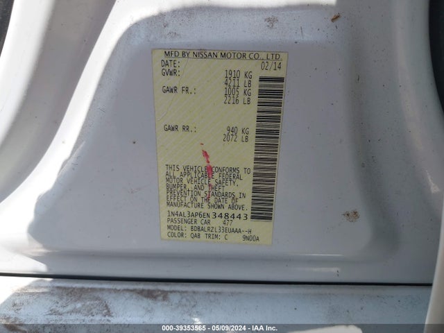Nissan Altima 2.5 S 2014 1N4AL3AP6EN348443 Image 9