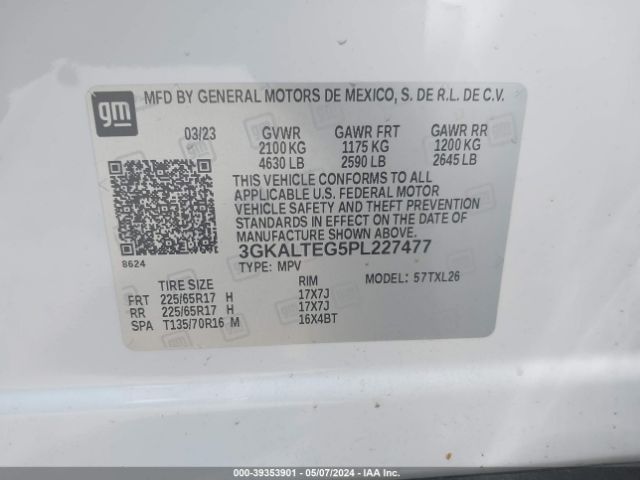 3GKALTEG5PL227477 GMC Terrain Awd Sle