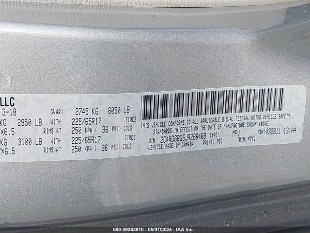 Dodge Grand Caravan Se 2018 2C4RDGBG5JR288488 Image 9