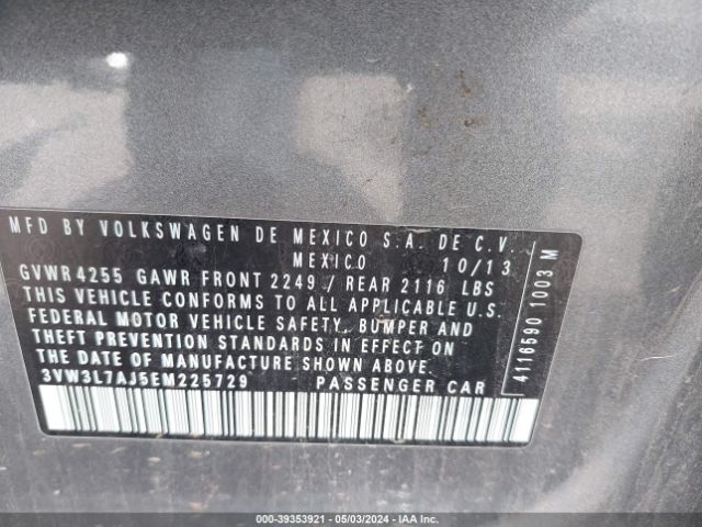 3VW3L7AJ5EM225729 Volkswagen JETTA TDI