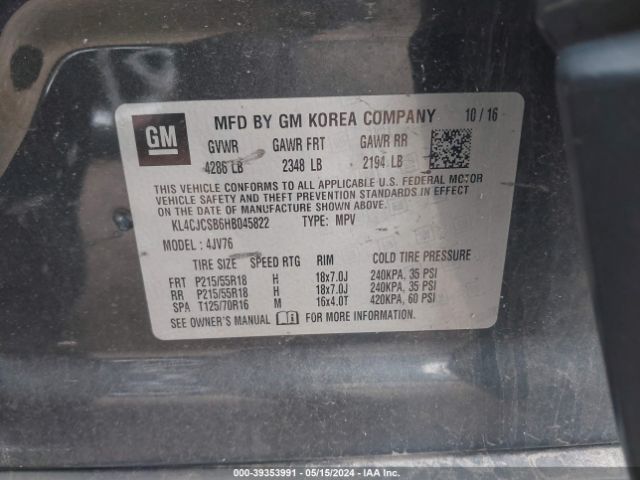 KL4CJCSB6HB045822 Buick Encore Essence