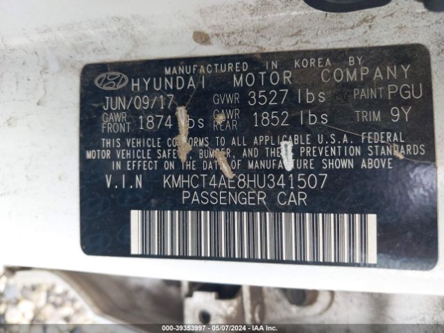 KMHCT4AE8HU341507 Hyundai Accent Value Edition