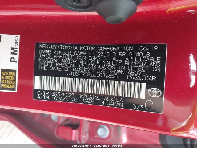 Toyota COROLLA SE 2020 JTDS4RCE2LJ032858 Image 9