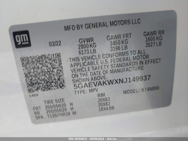 5GAEVAKWXNJ149937 Buick Enclave Awd Essence