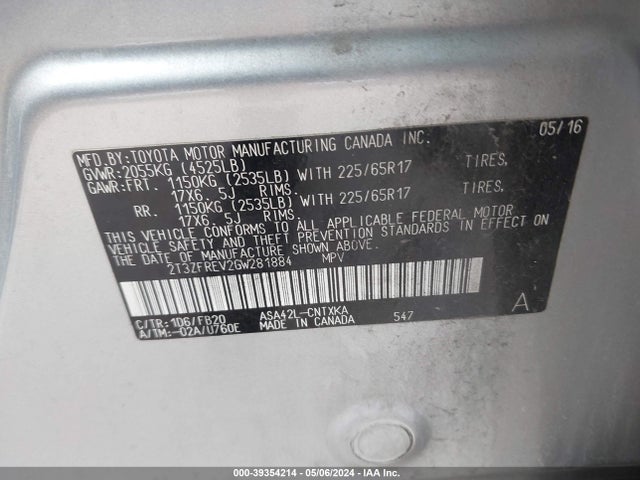 Toyota RAV4 LE 2016 2T3ZFREV2GW281884 Image 9