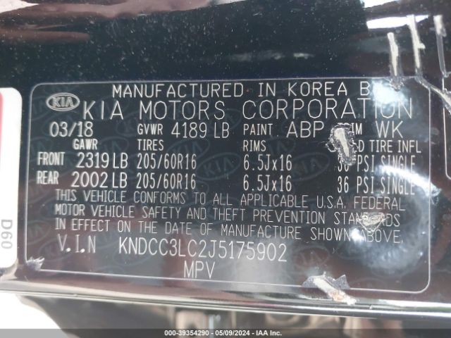 KNDCC3LC2J5175902 KIA NIRO EX