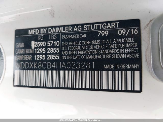 WDDXK8CB4HA023281 Mercedes-Benz S 550