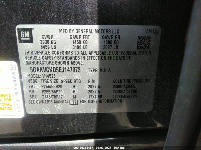 Buick Enclave Premium 2014 5GAKVCKD5EJ147073 Image 9