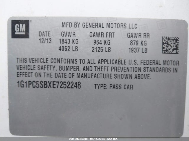 Chevrolet Cruze 1lt Auto 2014 1G1PC5SBXE7252248 Image 9