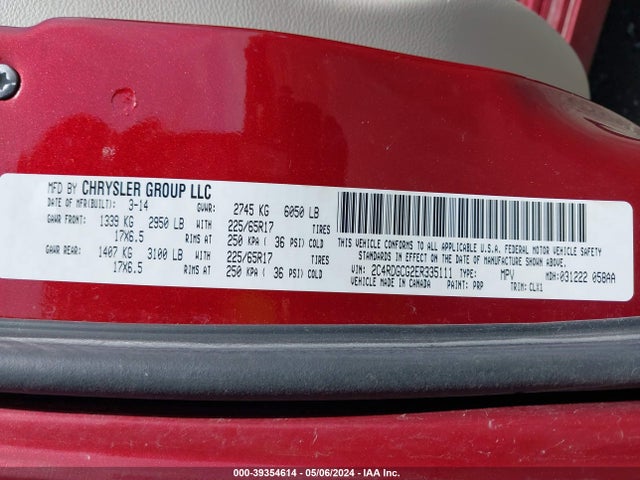 Dodge Grand Caravan Sxt 30th Anniversary 2014 2C4RDGCG2ER335111 Image 9
