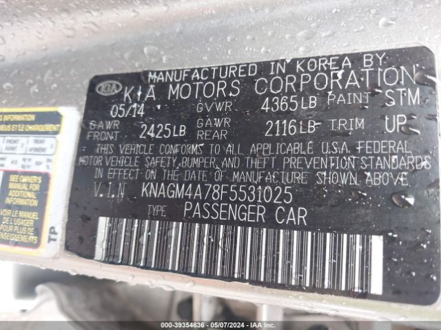 KNAGM4A78F5531025 KIA Optima Lx