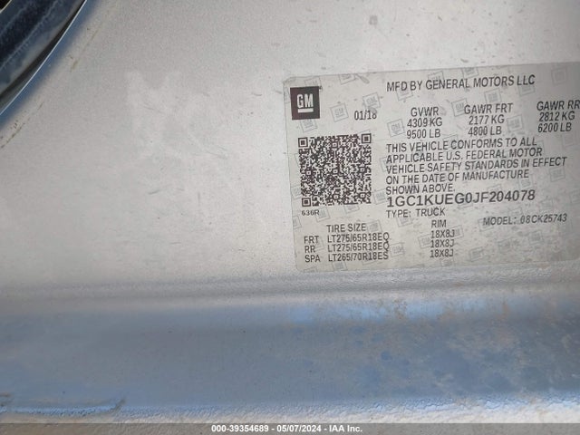 Chevrolet Silverado 2500hd Wt 2018 1GC1KUEG0JF204078 Image 9