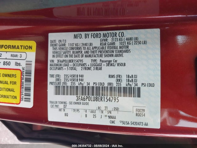 Ford Fusion Hybrid Se 2014 3FA6P0LU8ER154795 Image 9