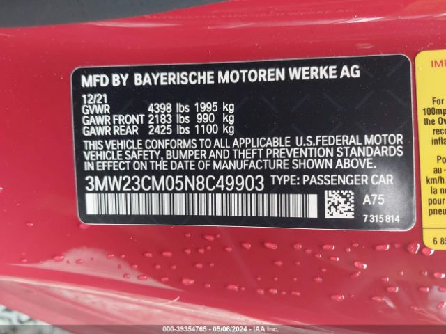 3MW23CM05N8C49903 BMW 230 I