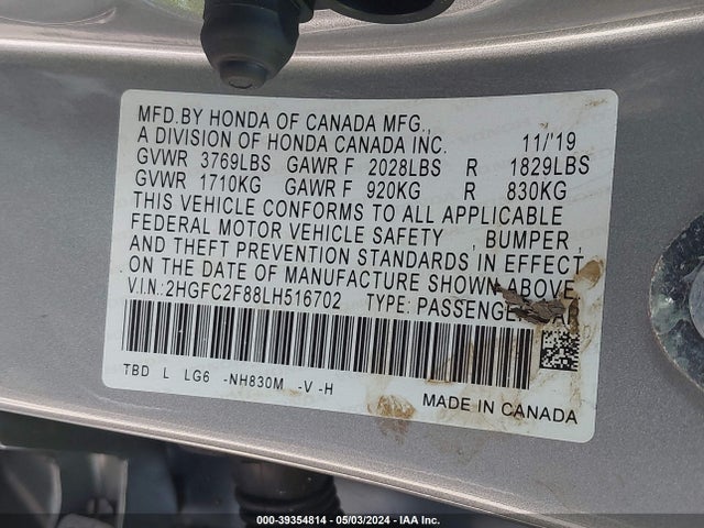 Honda Civic Sport 2020 2HGFC2F88LH516702 Image 9