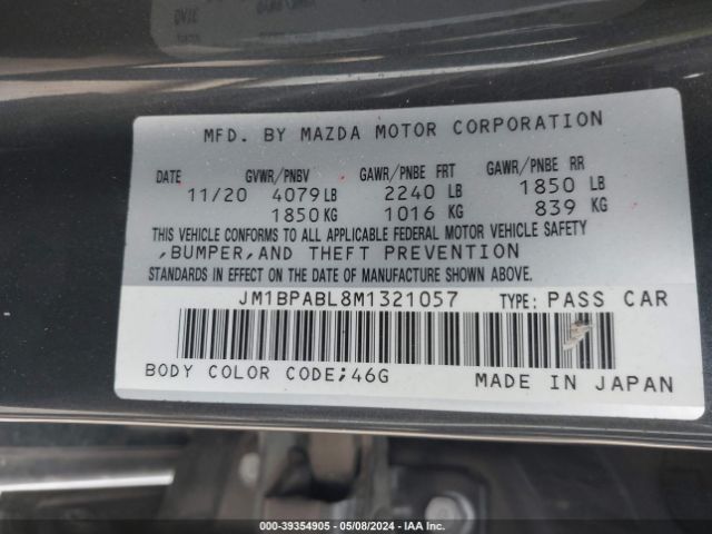 JM1BPABL8M1321057 Mazda Mazda3 Select