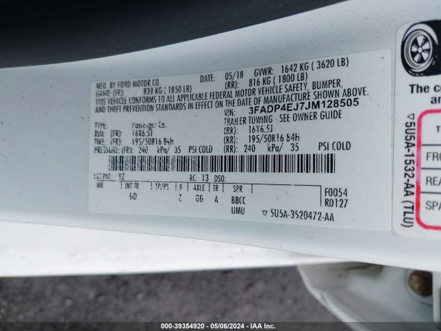 Ford FIESTA SE 2018 3FADP4EJ7JM128505 Image 9