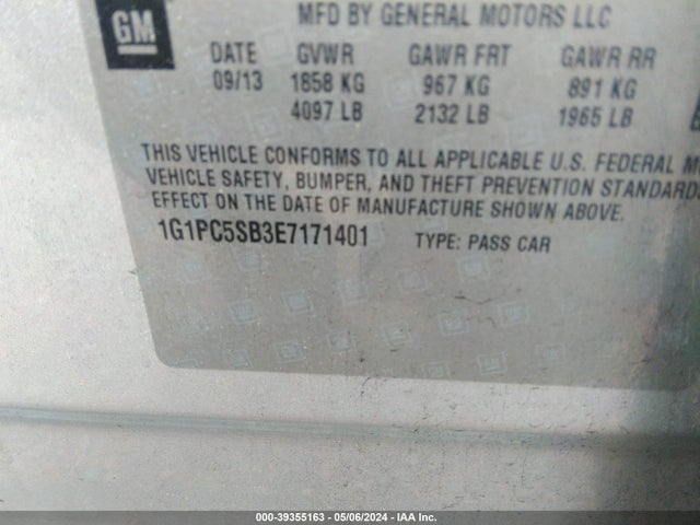 Chevrolet Cruze 1lt Auto 2014 1G1PC5SB3E7171401 Image 9