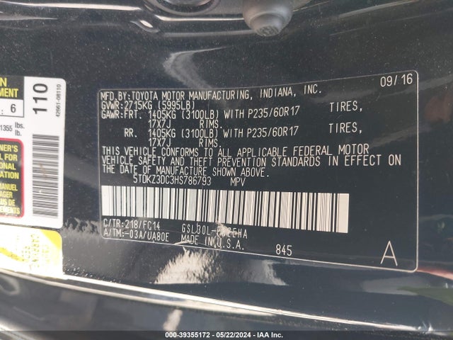 Toyota Sienna Le 8 Passenger 2017 5TDKZ3DC3HS786793 Image 9