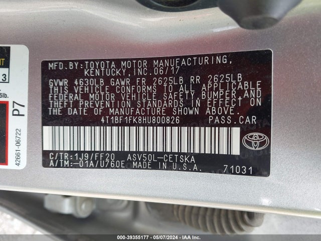 Toyota CAMRY SE 2017 4T1BF1FK8HU800826 Image 9