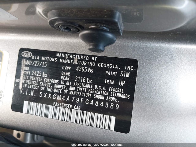 KIA Optima Lx 2015 5XXGM4A79FG484389 Image 9