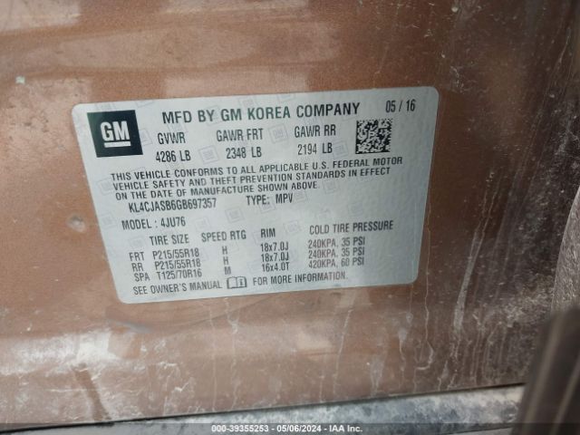 KL4CJASB6GB697357 Buick Encore