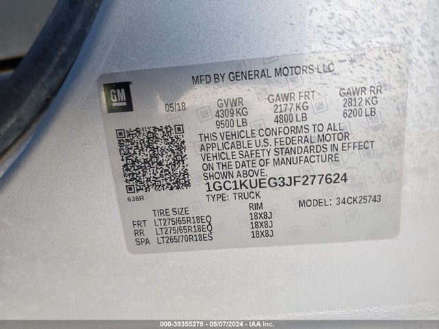 Chevrolet Silverado 2500hd Wt 2018 1GC1KUEG3JF277624 Image 9