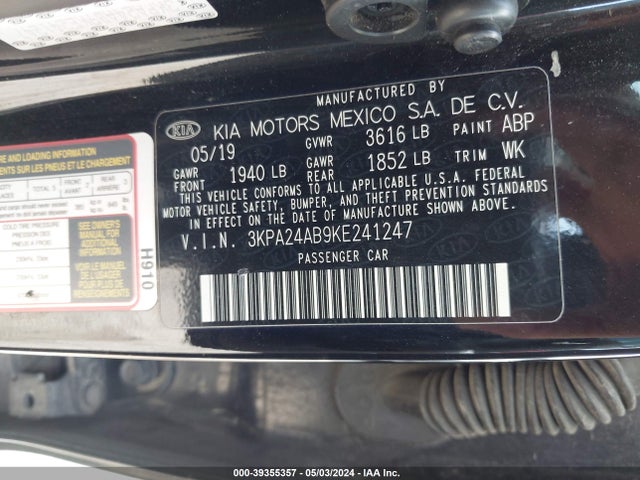 KIA RIO LX 2019 3KPA24AB9KE241247 Image 9