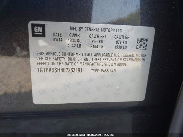 Chevrolet Cruze Ls Auto 2014 1G1PA5SH4E7263191 Image 9
