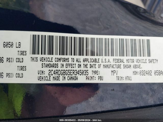 2C4RDGBG5ER345035 Dodge Grand Caravan Avp/se