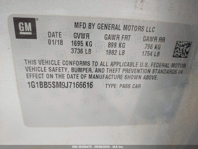 Chevrolet Cruze Ls Manual 2018 1G1BB5SM9J7166616 Image 9