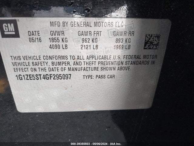 Chevrolet MALIBU 1LT 2016 1G1ZE5ST4GF295097 Image 9
