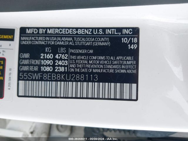55SWF8EB8KU288113 Mercedes-Benz C 300 4matic