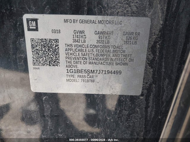 Chevrolet Cruze Lt Auto 2018 1G1BE5SM7J7194499 Image 9