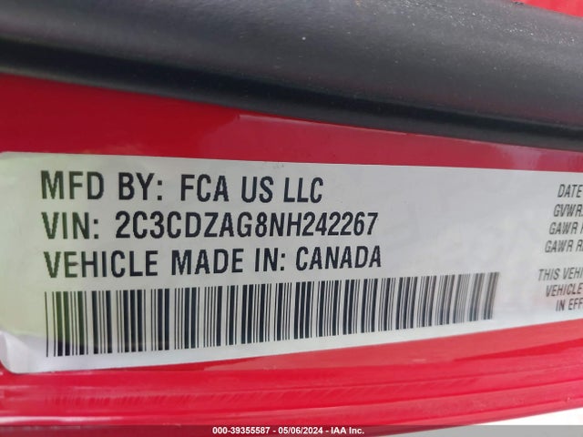 Dodge Challenger Sxt 2022 2C3CDZAG8NH242267 Image 9